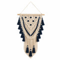 Makramee Wandbehang 45 x 85 cm Baumwolle Beige Dunkelblau Boho Dekoration