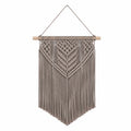 Makramee Wandbehang 50 x 80 cm Baumwolle Taupe mit Holzstab im Boho-Stil