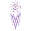 Traumfänger 30 cm x 80 cm aus Textil in Lila Weiß mit Fransen Boho Wanddekoration