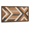 Wanddekoration 120 x 60 cm aus Holz in Braun Beige und Anthrazit - geometrisches Muster