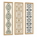 Wandbilder Set 30 x 90 cm Holz Natur Grün Grau geometrisches Muster