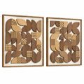 2er Set Wandbilder 50 x 70 cm Holz Braun Beige geometrisches Relief Wanddekoration