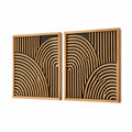Wanddekoration 2er Set 50 x 70 cm Holz Natur/Schwarz geometrisches Relief für Innenräume