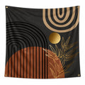 Dekorationsflagge 150 cm x 150 cm Polyester Schwarz Braun Gold mit geometrischem Pflanzenmotiv