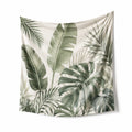 Wandteppich 150 x 150 cm aus Polyester in Beige und Grün mit Blattmotiv für Wohnräume