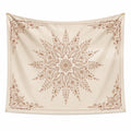 Wandteppich 150 x 150 cm Textilgewebe Beige Braun Blumenmuster Boho Wanddekoration